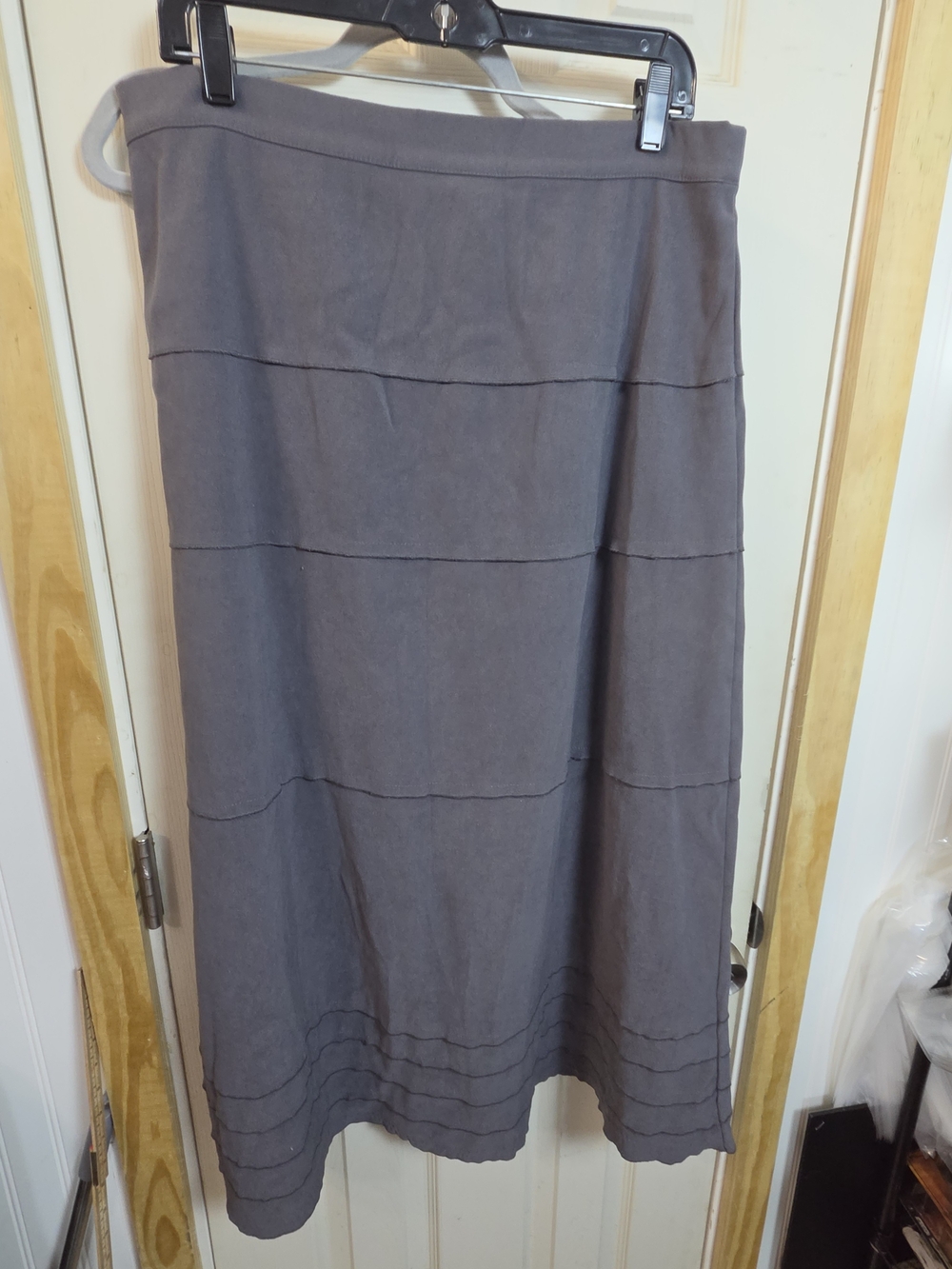 Vintage Denim&Co Gray Tiered Look Midi Skirt